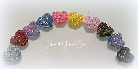 Colorful Jelly Glitter Hearts Mixed 10 pack